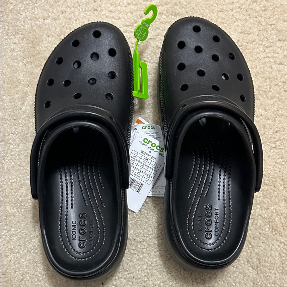 Black platform crocs